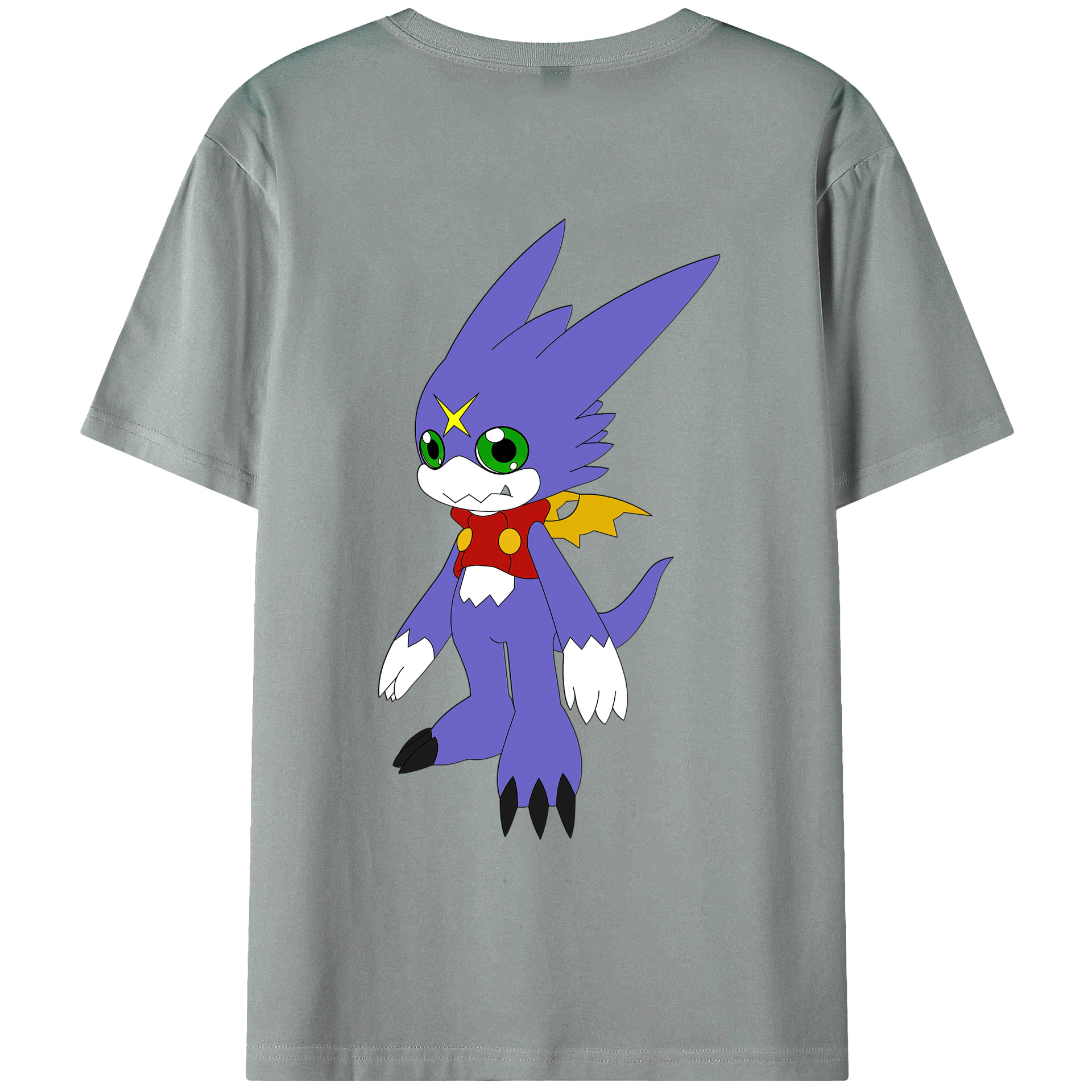 （画像用） Digimon デジタルモンスター/デジモン 綿100％ メンズ半袖Tシャツ（バックプリント） 通気性